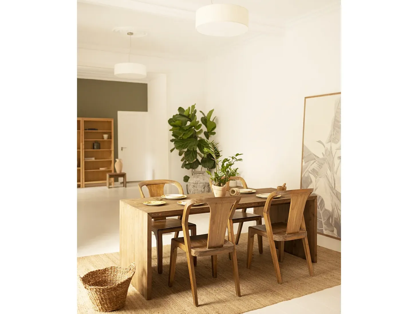 Mesa de comedor rectangular de madera de abeto maciza Decowood en tono roble oscuro de 200x75cm - TELVA - DECOWOOD