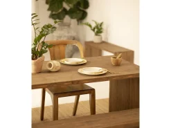 Mesa de comedor rectangular de madera de abeto maciza Decowood en tono roble oscuro de 200x75cm - TELVA - DECOWOOD