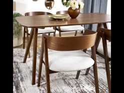 Mesa de comedor rectangular 160 cm con tablero y patas de nogal MIGUEL