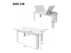 Mesa de comedor rectangular con espacio de almacenamiento, 120 x 70 x 75 cm, MDF, color blanco.