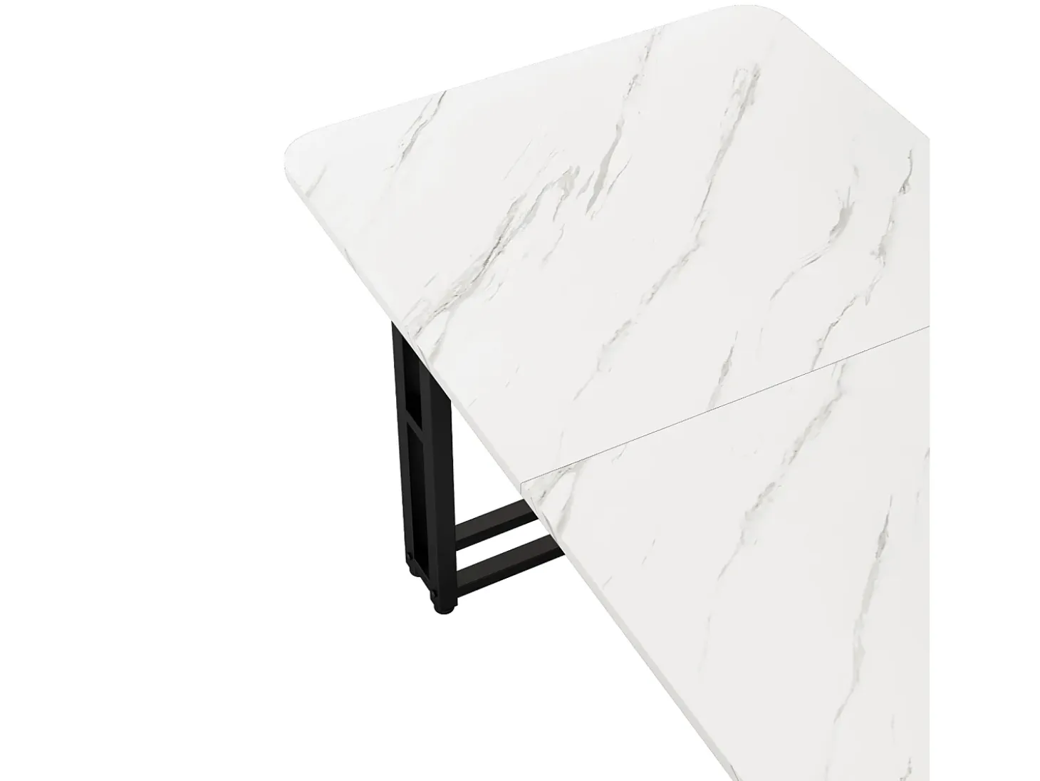 Mesa de comedor rectangular de 120 x 70 cm, estilo lujoso, con marco de metal y superficie de mármol para comedor y sala de estar, patas de mesa negras