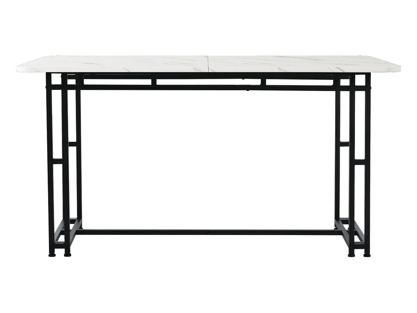 Mesa de comedor rectangular de 120 x 70 cm, estilo lujoso, con marco de metal y superficie de mármol para comedor y sala de estar, patas de mesa negras