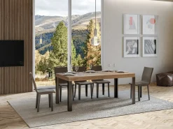 Mesa de comedor rectangular Liva 180 cm de madera clara con patas de metal gris oscuro