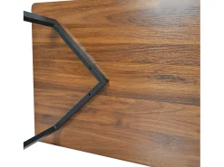 Mesa de comedor rectangular 117x68x75cm con tapa chapada en nogal marrón y patas de metal negro