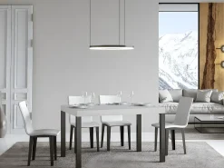 Mesa de comedor rectangular Evy de fresno blanco y metal antracita 160 cm