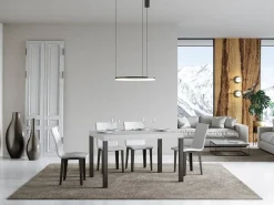Mesa de comedor rectangular Evy de fresno blanco y metal antracita 160 cm