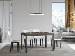Mesa de comedor rectangular Evy 180 cm de madera oscura y metal antracita