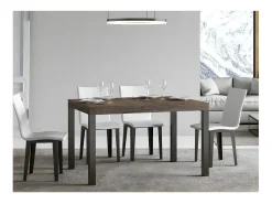 Mesa de comedor rectangular Evy 180 cm de madera oscura y metal antracita