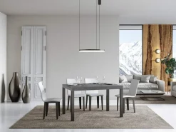 Mesa de comedor rectangular Evy 130 cm de hormigón gris y metal antracita