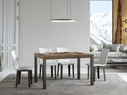 Mesa de comedor rectangular Evy 130 cm de madera clara y metal antracita