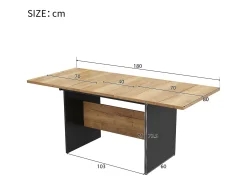 Mesa de comedor rectangular extensible para 4-6 personas en MDF, acabado imitación madera natural claro - 140/180x80x75cm