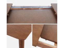 Mesa de comedor rectangular extensible de 6-8 plazas nogal