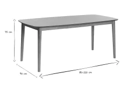 Mesa de comedor rectangular extensible de madera de roble claro 180-220 cm EGO