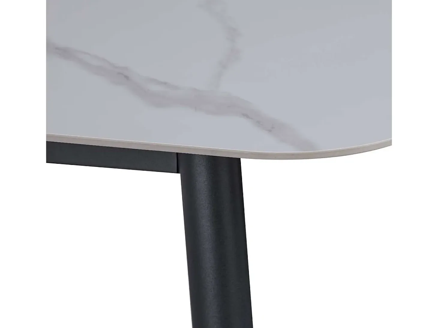 Mesa de comedor rectangular DIVA con acabado laminado de mármol blanco, 140 x 80 cm