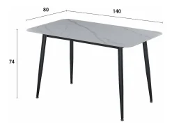 Mesa de comedor rectangular DIVA con acabado laminado de mármol blanco, 140 x 80 cm