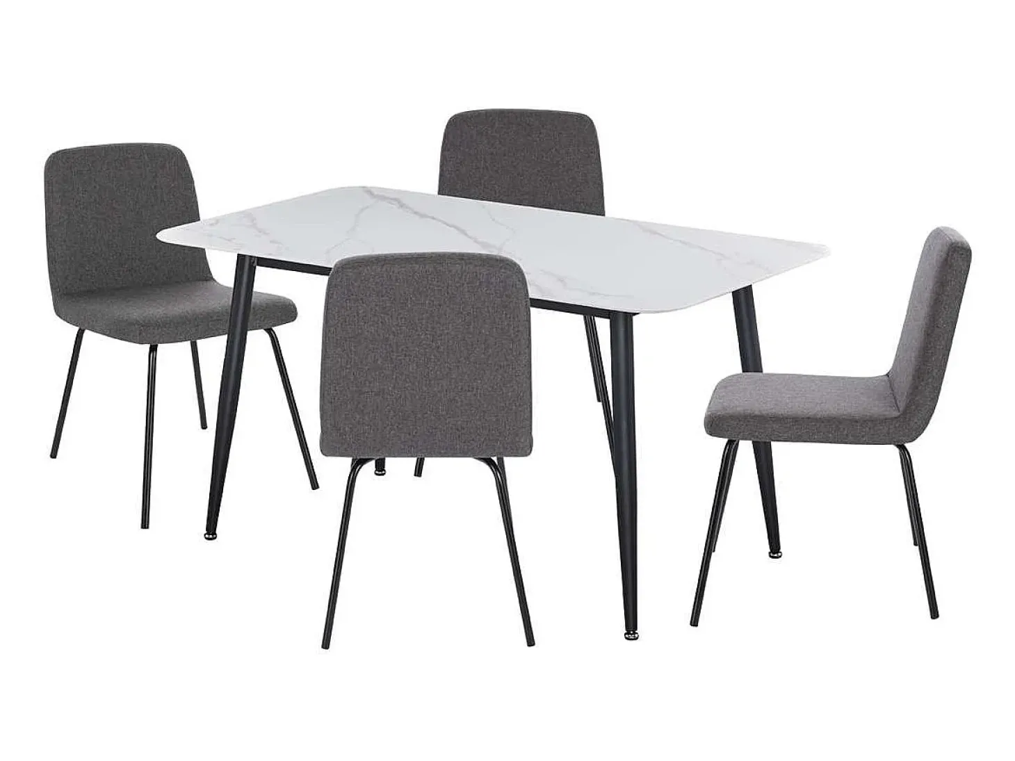 Mesa de comedor rectangular DIVA con acabado laminado de mármol blanco, 140 x 80 cm