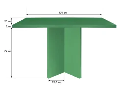 Mesa de comedor rectangular lacada MDF 3cm Verde Emeralda 90x120cm