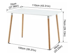 Mesa de Comedor Rectangular Escandinava en Madera Blanca - 110 x 70 cm