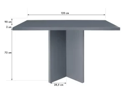 Mesa de comedor rectangular lacada MDF 3cm Gri 90x120cm
