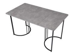 Mesa de Comedor Rectangular 140x80 cm para 6 Personas - Patas Ajustables - Metal y Madera - Gris Moderno