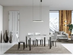 Mesa de comedor rectangular Evy 130 cm de fresno blanco y metal antracita