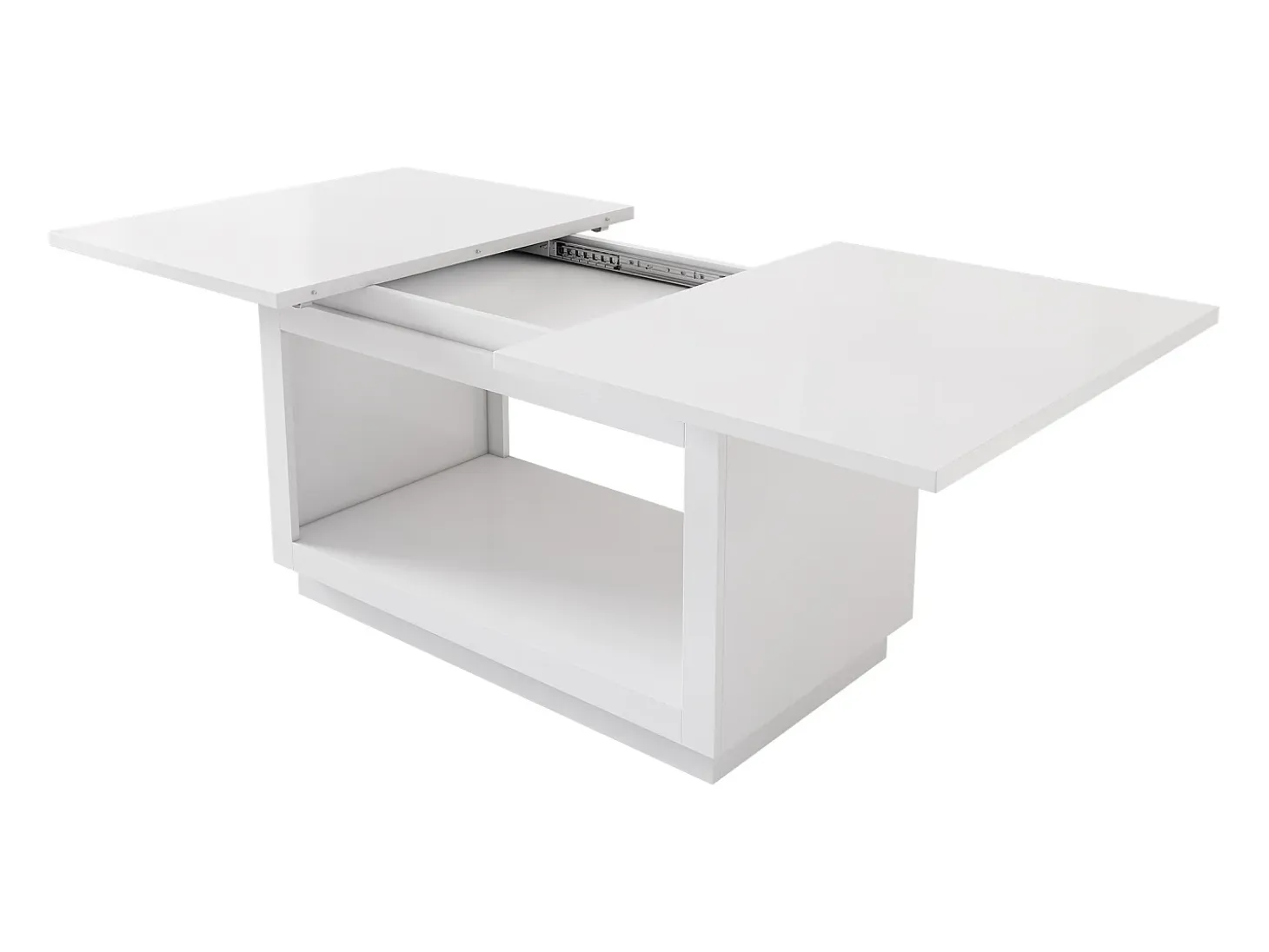 Mesa de comedor rectangular blanco - Mesa de comedor con almacenaje - tablero extensible - para comedor y salón