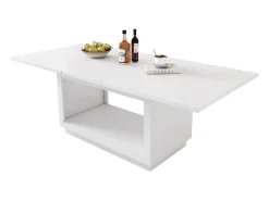 Mesa de comedor rectangular blanco - Mesa de comedor con almacenaje - tablero extensible - para comedor y salón