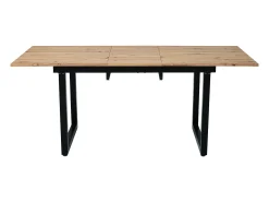 Mesa de comedor rectangular - con tapa retráctil de roble - patas de metal negro - para comedor y sala de estar