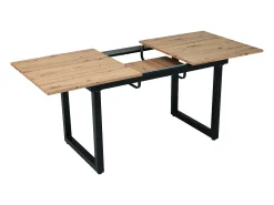 Mesa de comedor rectangular - con tapa retráctil de roble - patas de metal negro - para comedor y sala de estar