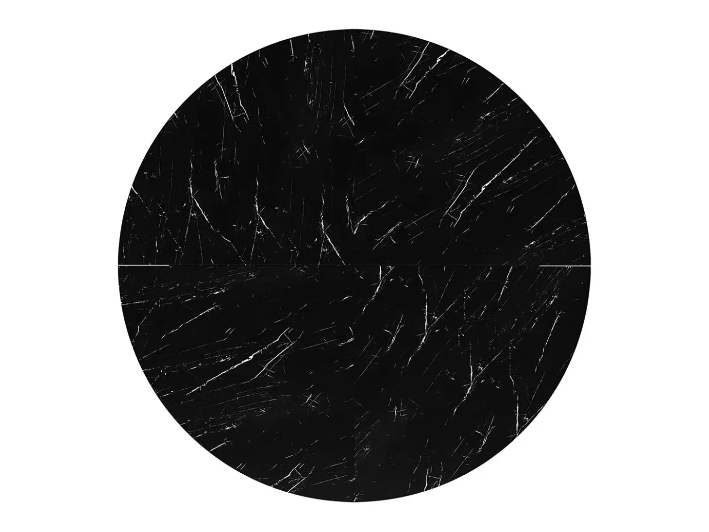 Mesa de comedor redonda (1 unidad), patas de metal, aspecto mármol, negro