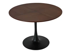 Mesa de comedor redonda - Mesa de comedor de roble con patas de metal y tablero de madera maciza - tablero de cuatro piezas