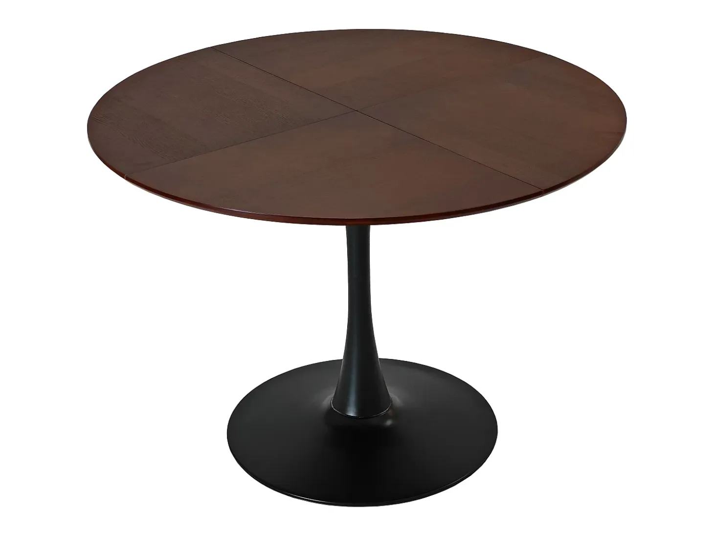 Mesa de comedor redonda - Mesa de comedor de roble con patas de metal y tablero de madera maciza - tablero de cuatro piezas