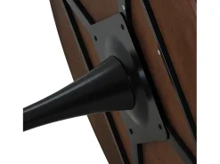 Mesa de comedor redonda - Mesa de comedor de roble con patas de metal y tablero de madera maciza - tablero de cuatro piezas