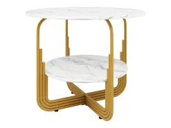 Mesa de comedor redonda - Mesa blanca con tablero y patas regulables - tablero de MDF - para comedor y salón