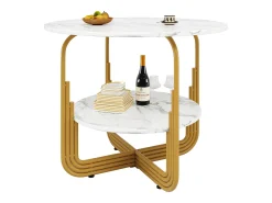 Mesa de comedor redonda - Mesa blanca con tablero y patas regulables - tablero de MDF - para comedor y salón