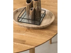 Mesa de comedor redonda 100 cm en madera maciza de roble Kundy
