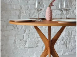 Mesa de comedor redonda 80 cm Jubi fresno teñido roble