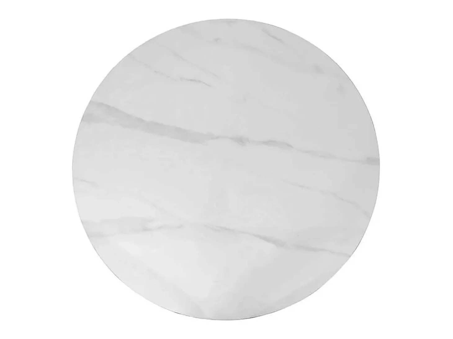 Mesa de comedor redonda ARVENA – 110 cm – Tablero de piedra sinterizada – Color blanco – Diseño metálico elegante