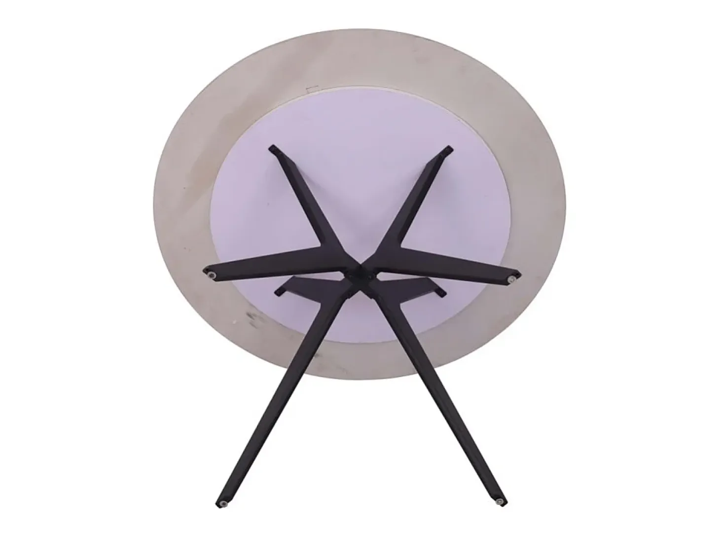 Mesa de comedor redonda ARVENA – 110 cm – Tablero de piedra sinterizada – Color blanco – Diseño metálico elegante