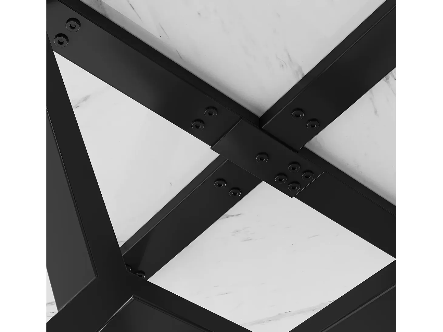 Mesa de comedor redonda blanca - Mesa de comedor con soporte de metal en forma de X y reposapiés negro - para comedor y sala de estar