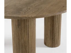 Mesa de comedor redonda Bozar de madera maciza 120 cm-Color Marrón