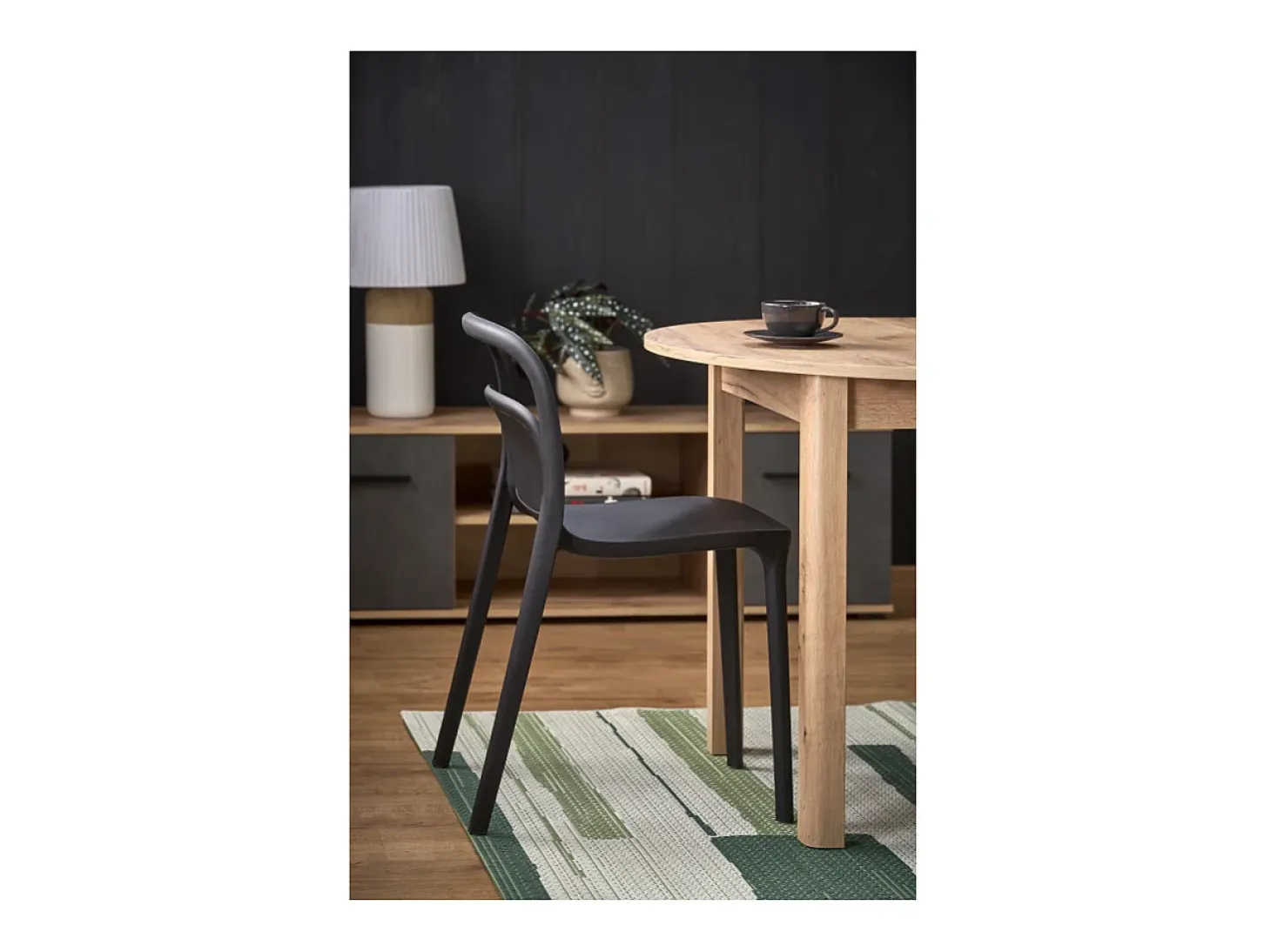 Mesa de comedor redonda 100cm extensible aspecto roble CARENE
