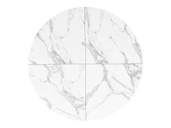 Mesa de comedor redonda con tablero efecto mármol - Patas de metal dorado - Blanco