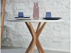 Mesa de comedor redonda 70cm Jubi Blanco Tiza | Pata de fresno