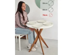 Mesa de comedor redonda 70cm Jubi Blanco Tiza | Pata de fresno