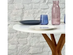Mesa de comedor redonda 70cm Verde Salvia | Pata de fresno teñida de roble