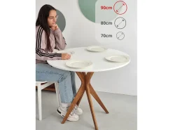 Mesa de comedor redonda 90cm Verde Salvia | Pata de fresno