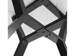 Mesa de comedor redonda con tablero de MDF efecto mármol y patas de metal negro - para comedor y salón