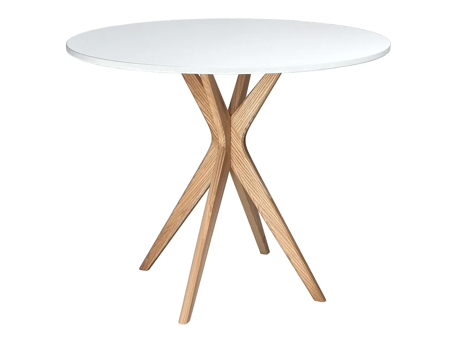Mesa de comedor redonda 80cm Jubi Blanca | Pata de fresno