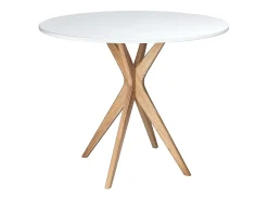 Mesa de comedor redonda 90cm Jubi Blanca | Pata de fresno